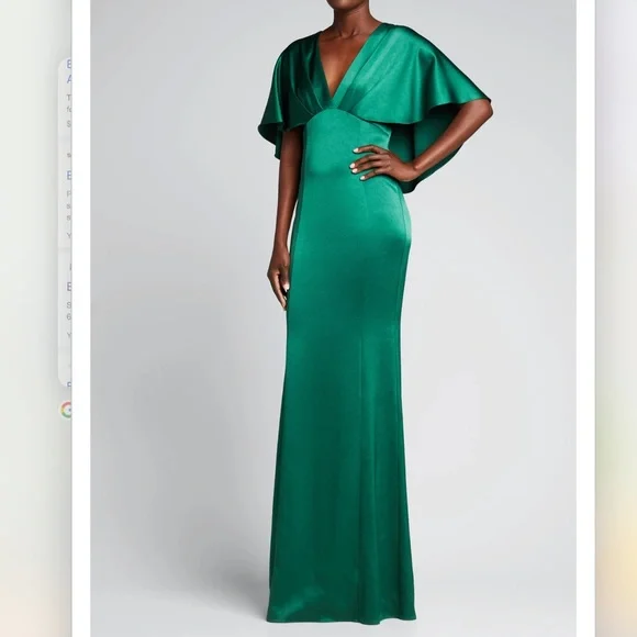 Teri Jon | Dresses | Rickie Freeman For Teri Jon Cape Empire Silky Satin  Sheen Dress Emerald | Poshmark
